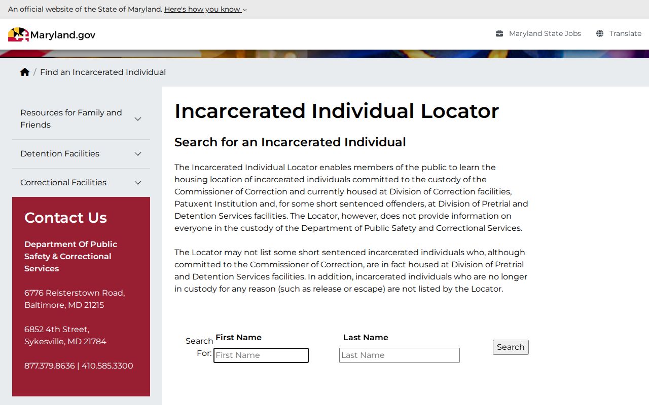 Greenbelt people search through the Maryland custody locator