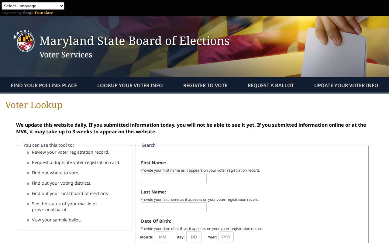 Greenbelt people search using Maryland voter lookup
