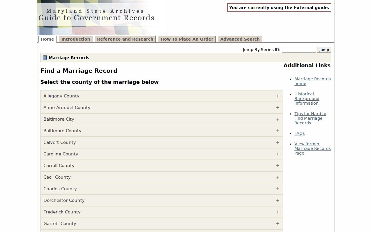 Greenbelt public records in the Maryland marriage archives guide